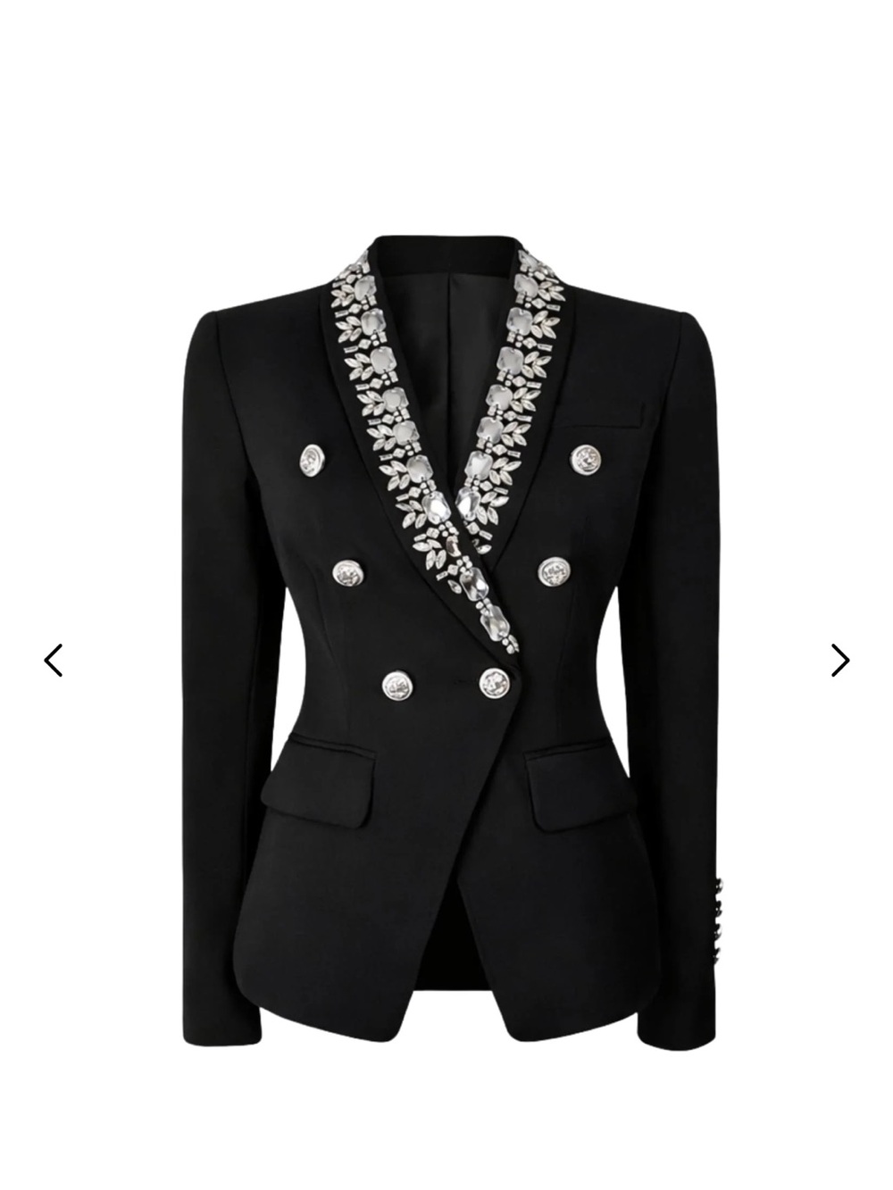Black Embellished Double-Breasted Women's Blazer Size Small but fits like XS